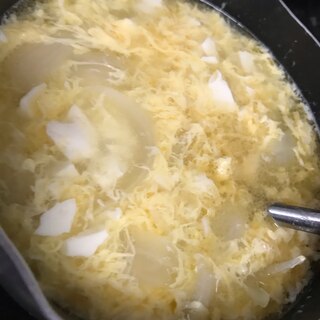 新玉ねぎと豆腐と卵の味覇スープ